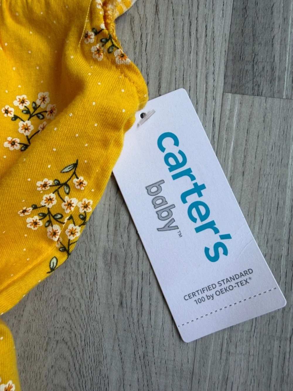Carter's Yellow Floral Flutter-Sleeve Baby‎ Bodysuit